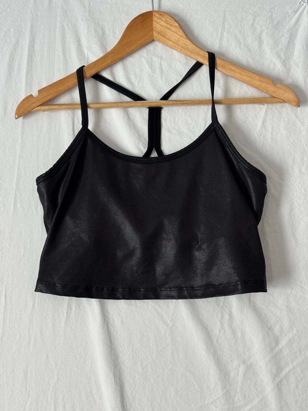 Beyond Yoga Slim Racerback Cropped Tank Sports Bra Black Size M